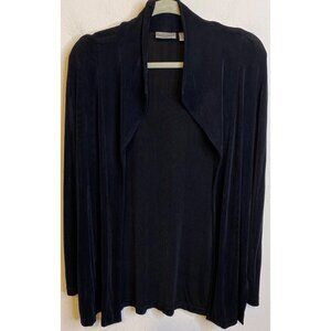 Chicos Travelers Cardigan Womens 2 US Large Black Slinky Stretch Open Front